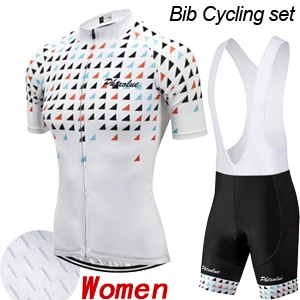 Phtxolue Women Cycling Clothing Cycling Set Breathable Anti-UV Bicycle Wear Bike Clothing Kit Suit Cycling Jersey Sets - Цвет: Bib Cycling Set