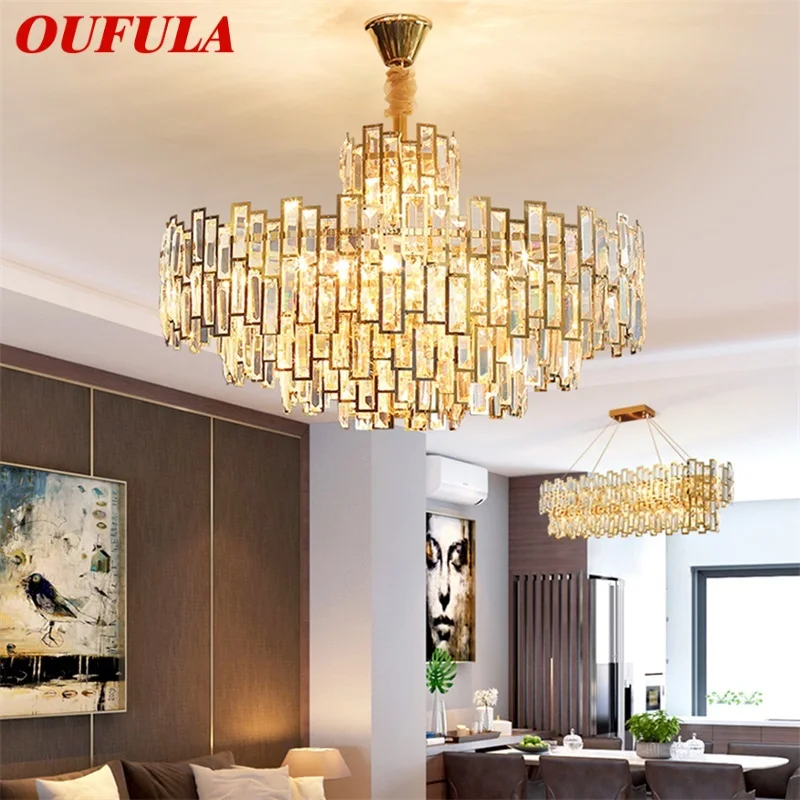 

OUFULA Chandelier Gold Luxury Pendant Lamp Postmodern LED Light Fixture for Home Living Dining Room
