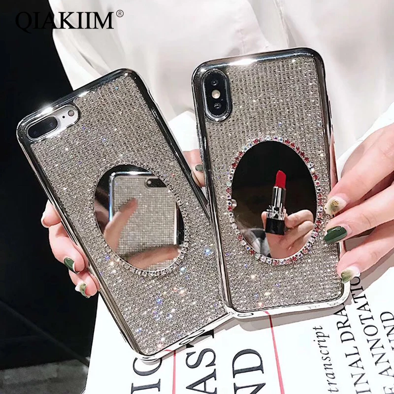 Блестящий чехол со стразами для iphone XS MAX XR 10X7 8 Plus 6 6s мягкая Бриллиантовая