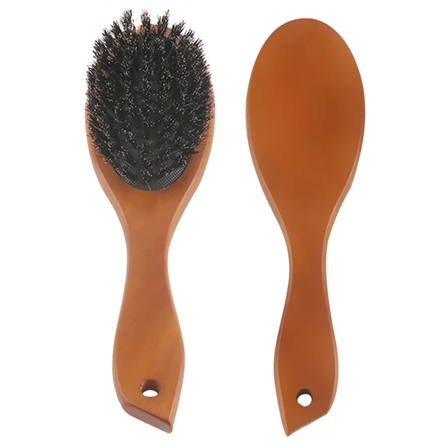 Natural Boar Bristle Brush Comb Anti-Static Oval Hairdressing Hair Styly Comb Wood Woman Hairbrush 4