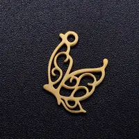 Lot de 10 breloques DIY en acier inoxydable, motifs paon, cygne, papillon, libellule, chat, pour bijoux et connecteurs de bracelet, vente en gros 5