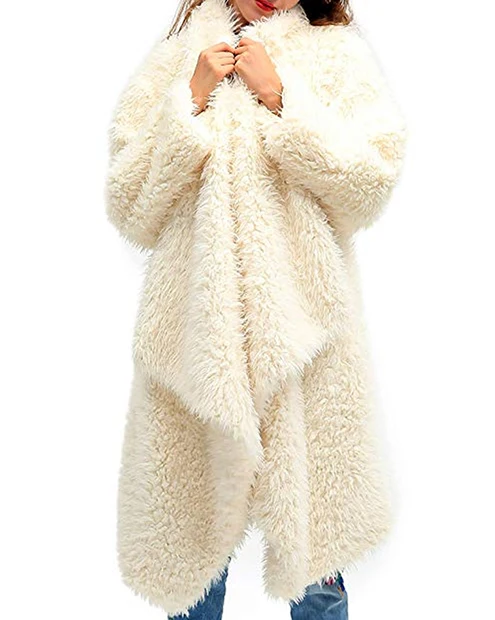 Everkaki Boho Длинные пальто из искусственного меха женские кардиганы куртки толстые зимние элегантные женские женское пальто Зима Новые