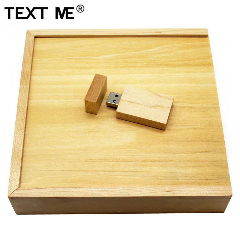 TEXT ME фотография подарок usb клен деревянный+ коробка фотография Логотип 64 ГБ usb флэш-накопитель 4 ГБ 8 ГБ 16 ГБ 32 ГБ usb2.0 - Цвет: with box