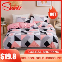 Nordic Geometric Plaid Bedding Set 2/3 pcs 220x240 King Single Double Queen Duvet Cover Set Couple Quilt Covers (No Bed Sheet)