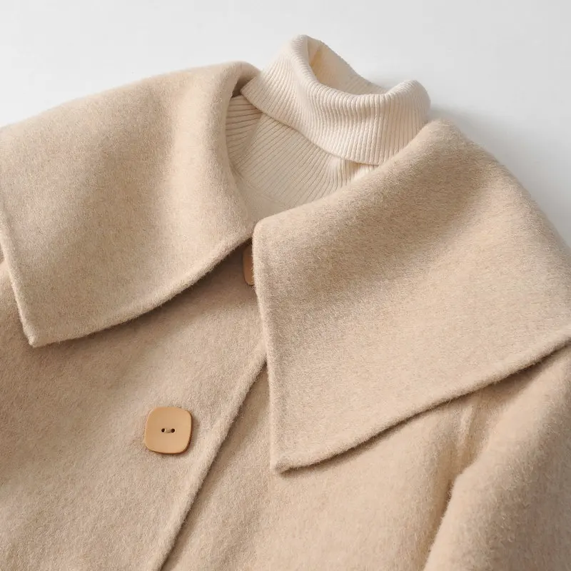

Double-sided 100% Wool Female Jacket Spring Autumn Long Coat Korean Fashion Vintage Elegant Ladies Coats 2020 1622 KJ4066