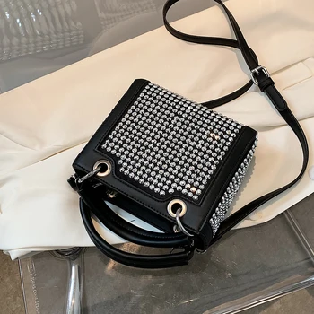 

NEW French Design Fashion Square Handbag & Elegant Diamond Shoulder Bag Diagonal Bag Width 17.5cm Height 15cm Thickness 7cm