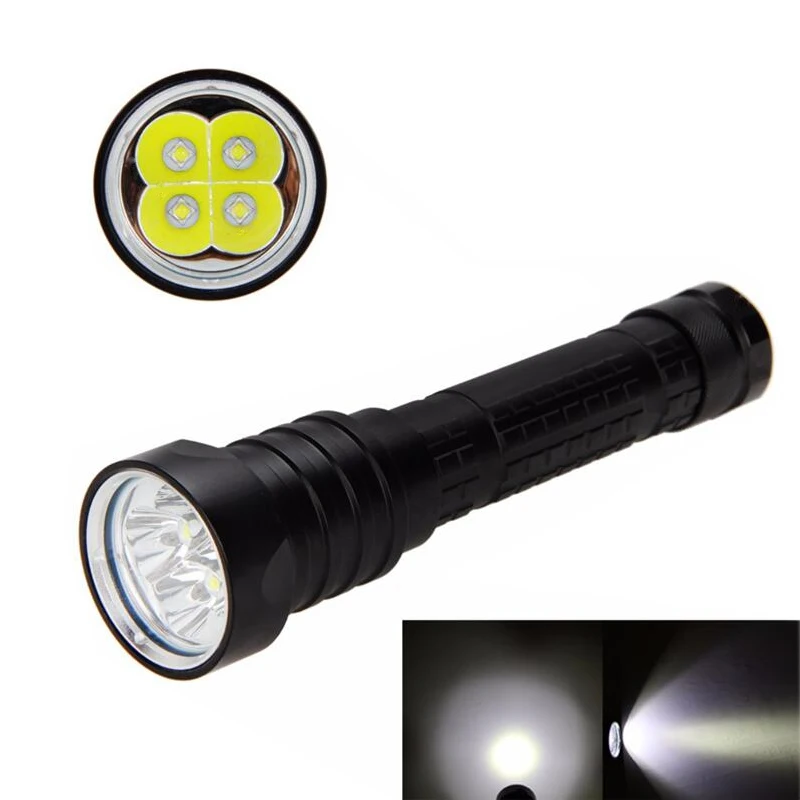 

waterproof underwater 30m scuba diving torch XM-L2x4 dive light 4800lumens 26650 18650x2 battery flashlight DX4S