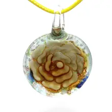 6 цветов модные стеклянные подвески лэмпворк Круглые ручной работы золотые песочные Подвески лэмпворк, с цветочными подвесками Ожерелье