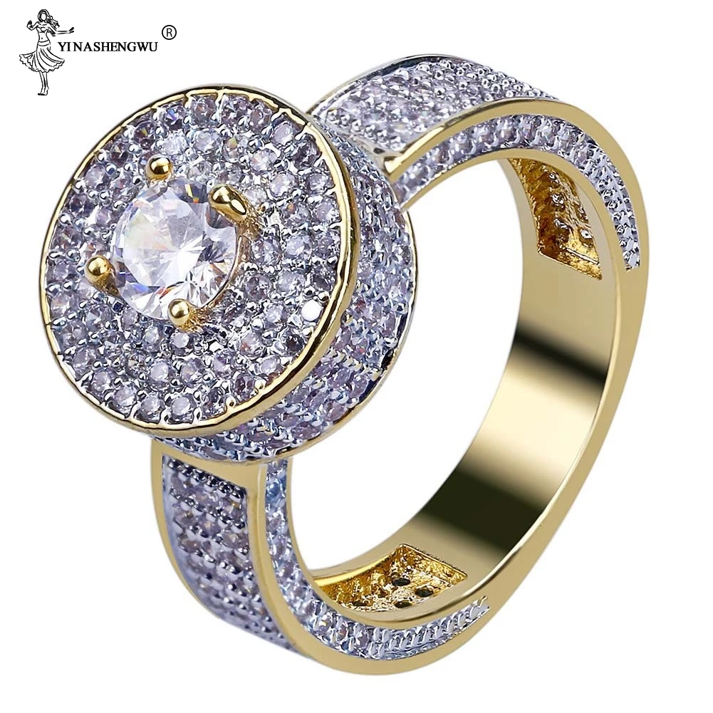 Хип-хоп, дизайн, Iced Out, звено цепи, кольцо, Micro Pave AAA циркон, позолоченное кольцо для мужчин и женщин, шикарные кольца, вечерние, подарок