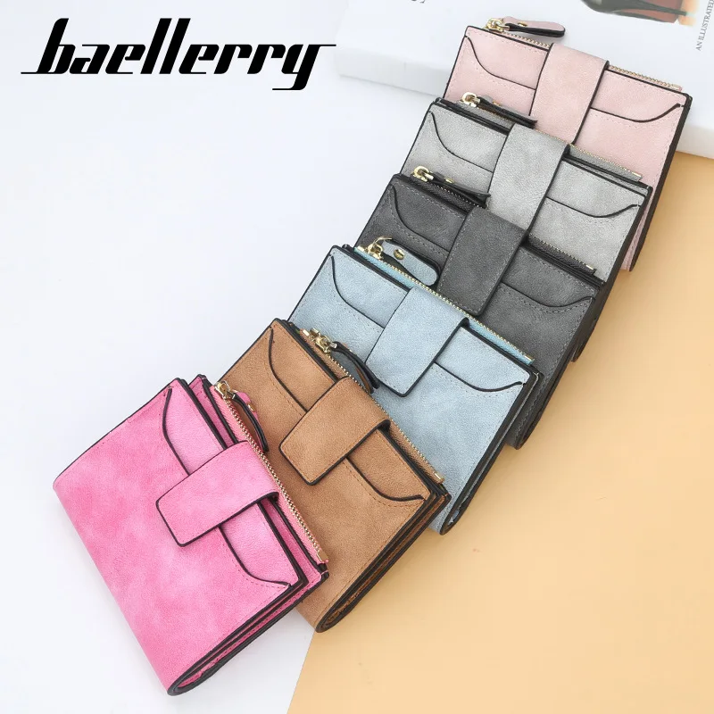 

2020 Baellery Leather Women Wallet Hasp Small and Slim Coin Pocket Purse Women Wallets Cards Holders Luxury Brand Wallets Design