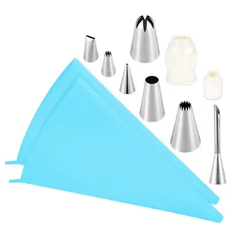 

11pcs/Sets Silicone Pastry Bag Tips Kitchen DIY Icing Piping Cream Reusable Pastry Bags Nozzle Sets Kitchen Cake Baking Tools