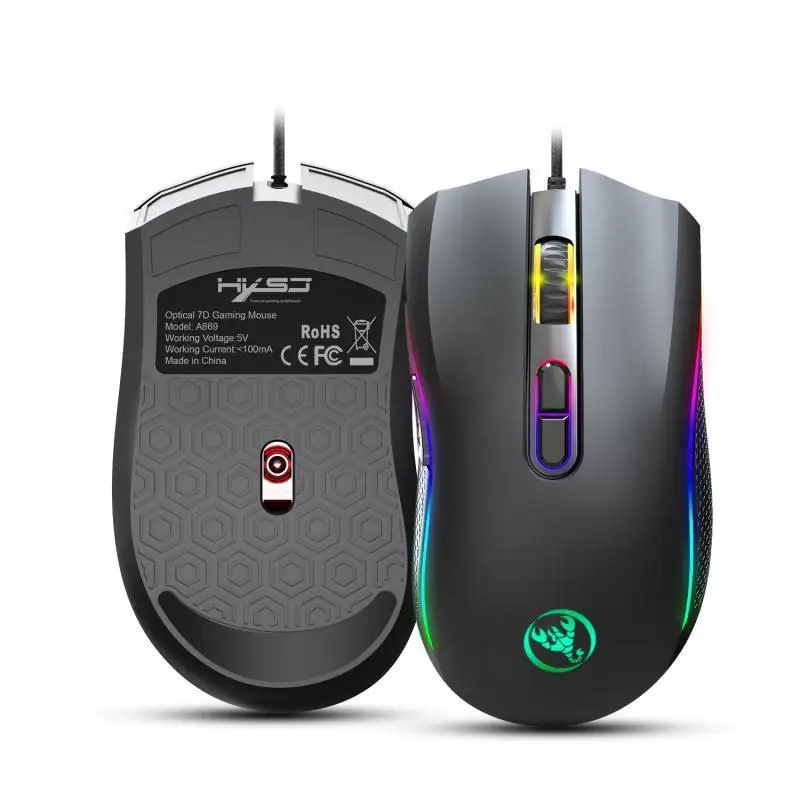 Проводная игровая мышь макропрограммирование RGB 7 кнопок 7200 точек/дюйм Регулируемая оптическая USB компьютерная мышь для игра, соревнование ноутбук ПК
