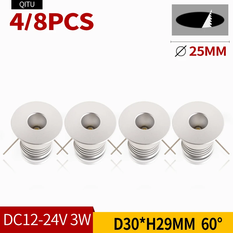 Точечный прожектор Кабинет светодиодный встраиваемые 12 V-24 V коридорный пролет скрытые 3 Вт мини-светильник