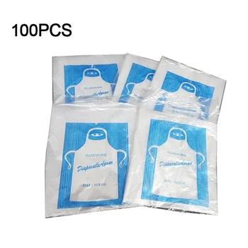 

Useful 100Pcs/set Disposable Aprons Plastic Transparent Sanitary Tattoo Apron For Tattoo Body Art & Household Hot Pot Party