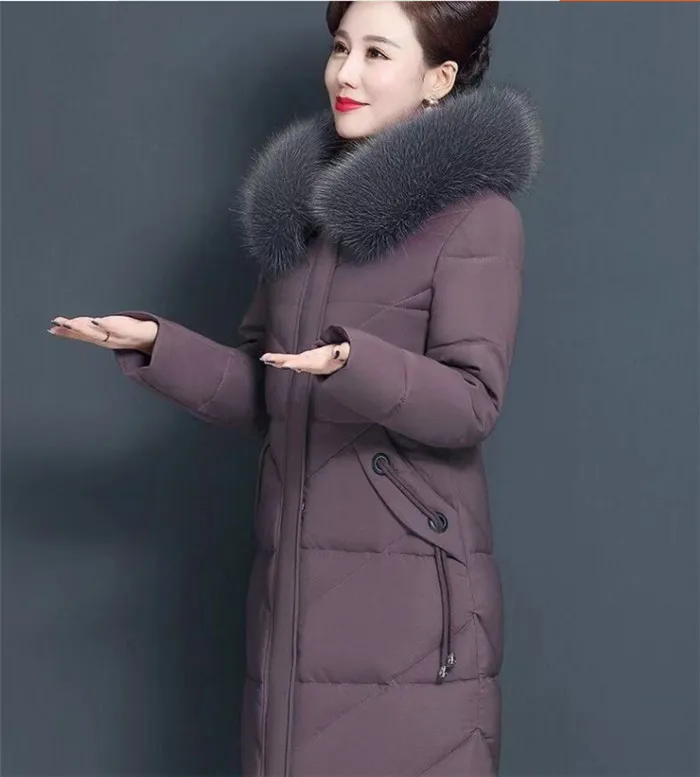 7XL плюс размер, хлопковое пальто для женщин, зимняя теплая куртка, средней длины, толстая свободная хлопковая куртка для девушек, Parker пальто, костюм для мамы - Цвет: Bean paste