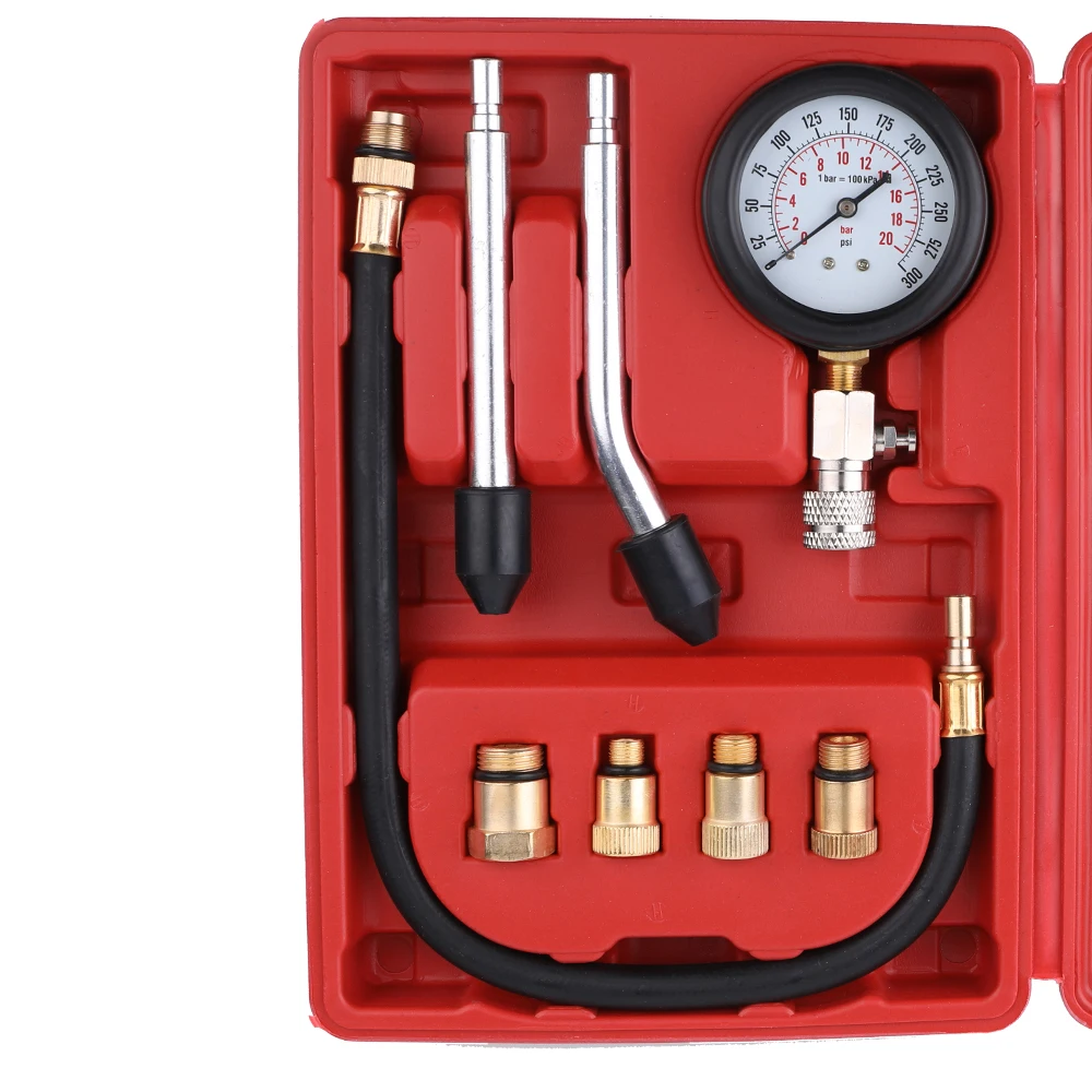 Gasoline Engine Compression Tester Auto Petrol Gas Engine Cylinder Automobile Pressure Gauge Tester Automotive Test Kit 0 300psi