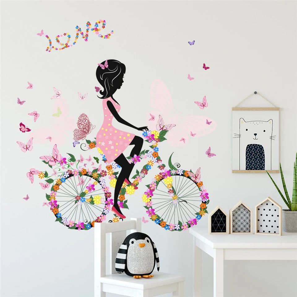 自転車に乗る女の子のウォールステッカー 女の子の部屋の装飾の壁紙 ピンクのガーリーハートの壁紙 粘着ビニールステッカー ウォール ステッカー Aliexpress 自転車に乗る女の子のウォールステッカー 女の子の部屋の装飾の壁紙 ピンクのガーリーハートの壁紙 粘着ビニールステッカー ウォール ステッカー Aliexpress