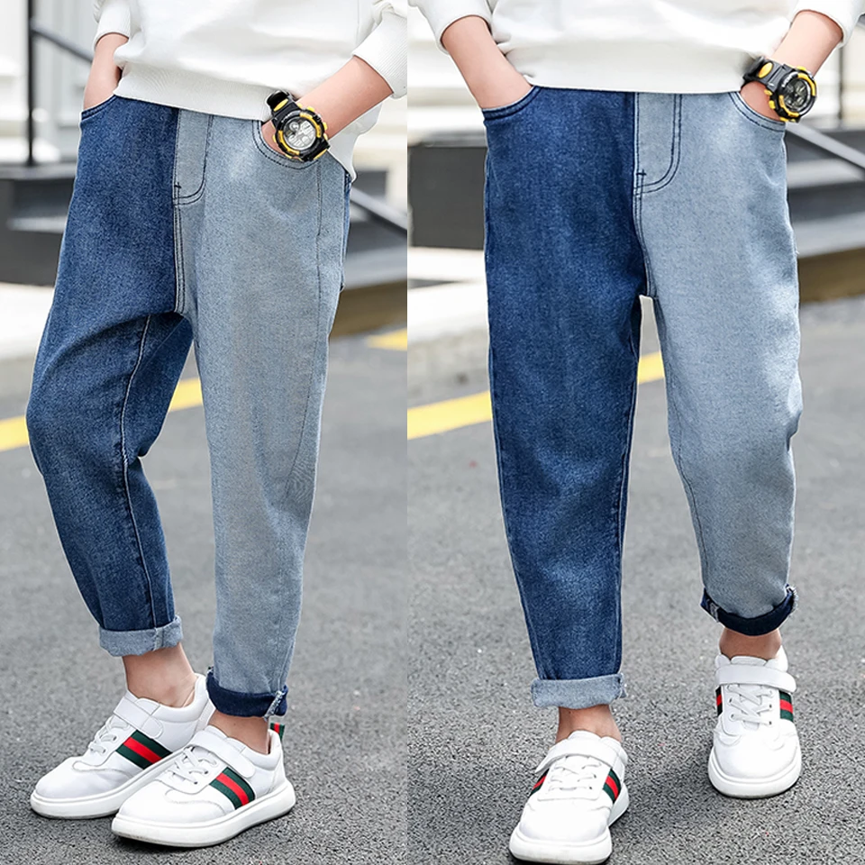 

Kids Autumn Spring Clothes Boys Pants Children Trousers 4 5 6 7 8 9 10 11 12 13 Years Casual Patchwork Baby Boys Denim Pants