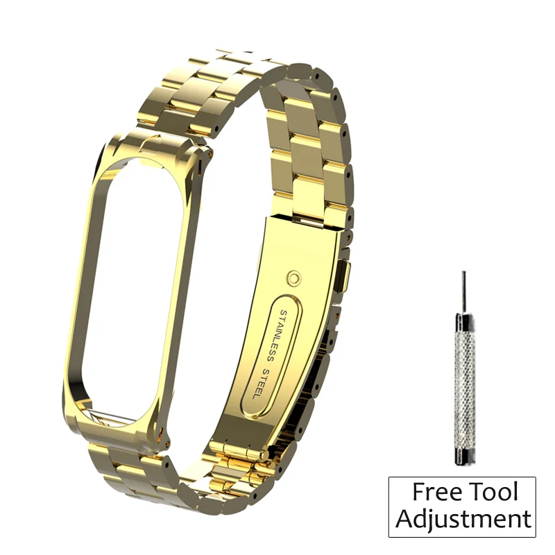 style 1 gold Металлический браслет из нержавеющей стали для Xiaomi mi, ремешок 4 mi Band 4, ремешок на запястье, браслет для mi band 3 mi Band 3, аксессуары для ремня - Цвет: style 1 gold