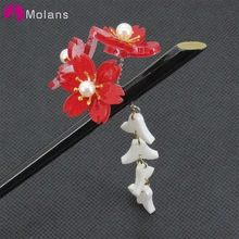 Шпилька для волос с цветком вишни, свадебные аксессуары для волос, дизайн в японском стиле, заколка для волос для свадьбы, головной убор