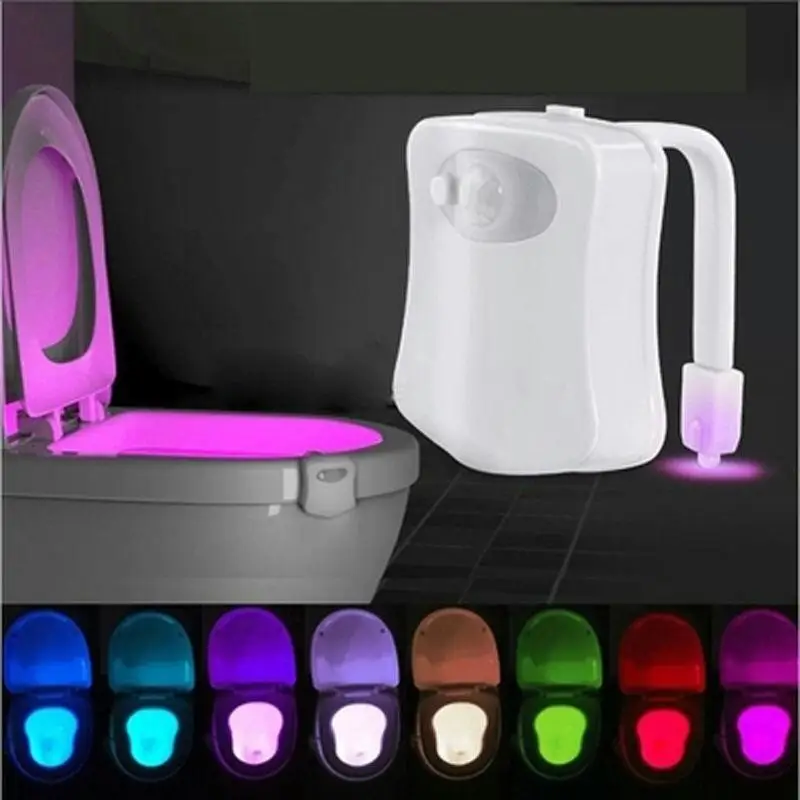 

Fashion LED WC Toilet Lights Smart PIR Motion Sensor Seat Night Lighting 8 Colors AAA Battery Powered Backlight for Bowl