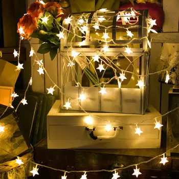 

BZ1267 New 6M 40LED Star Shape Light String Starry Pentagram Light String Christmas Day Five-pointed Star Lights Decorative Lamp