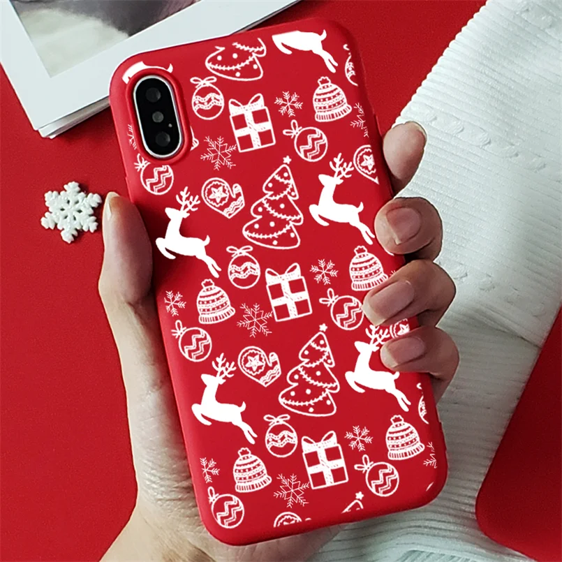 sd4bailu Красный матовый Рождественский Мягкий ТПУ чехол s для iPhone 7 8 6 6S Plus 10 11 Pro XS Max X XR XS чехол для iPhone 7 Plus чехол для телефона - Цвет: sd4bailu
