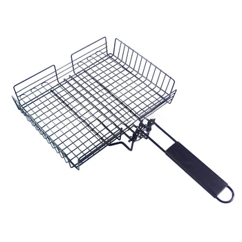 

Nonstick Grilling Basket BBQ Net Square Grilled Fish Chicken Net Clip Hand Held Grill Mesh Wire Clamp BBQ