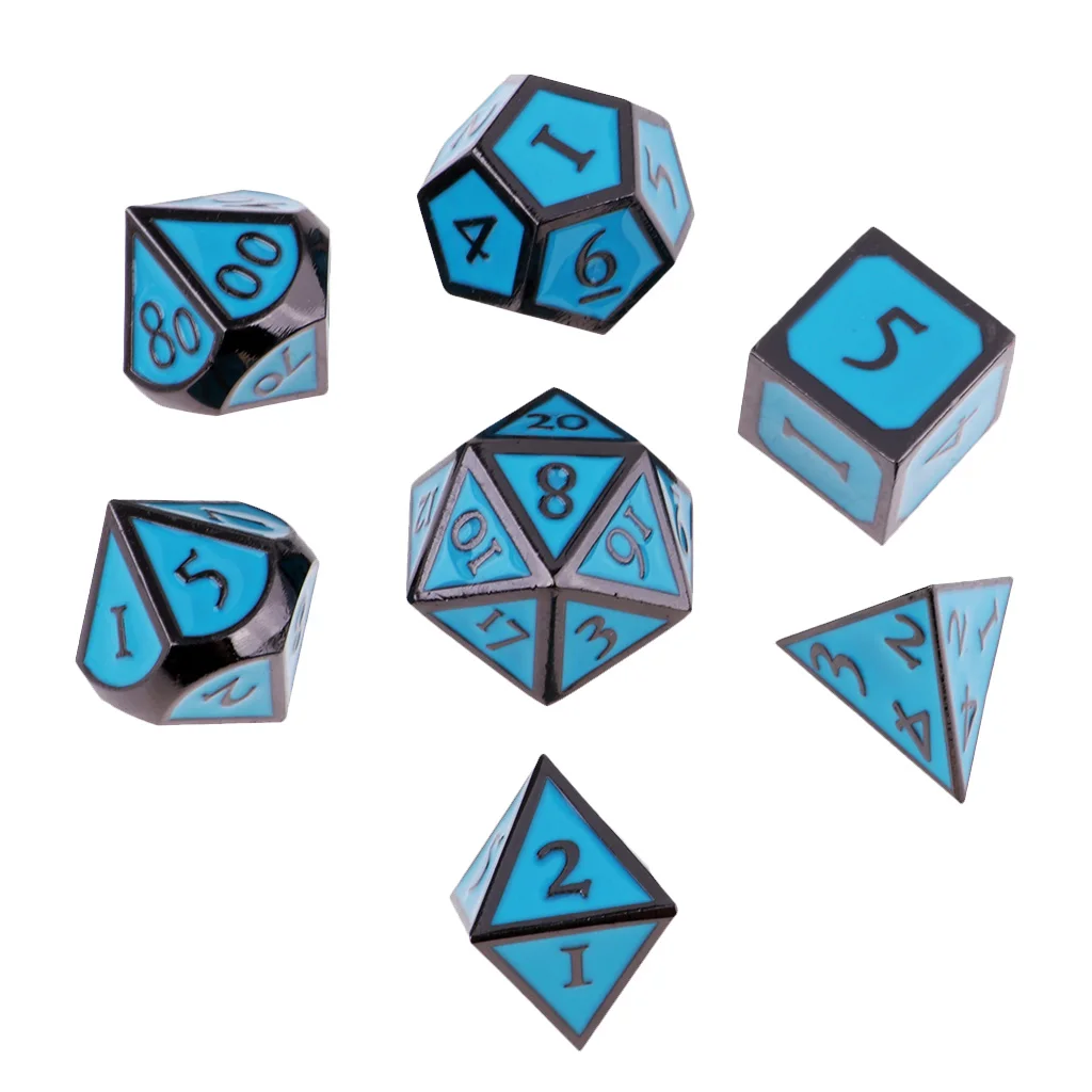 Новая D&D игра в кости Набор из 7 сторонних штампов D4 D6 D8 D10 D12 D20 синий
