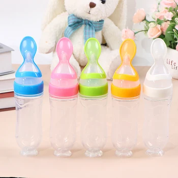 

1Pcs Baby Feeding Spoon Solid Color Food Grade SIlicone Baby Squeezing Feeding Spoon Infant Trainning Spoon Ceral Feeding