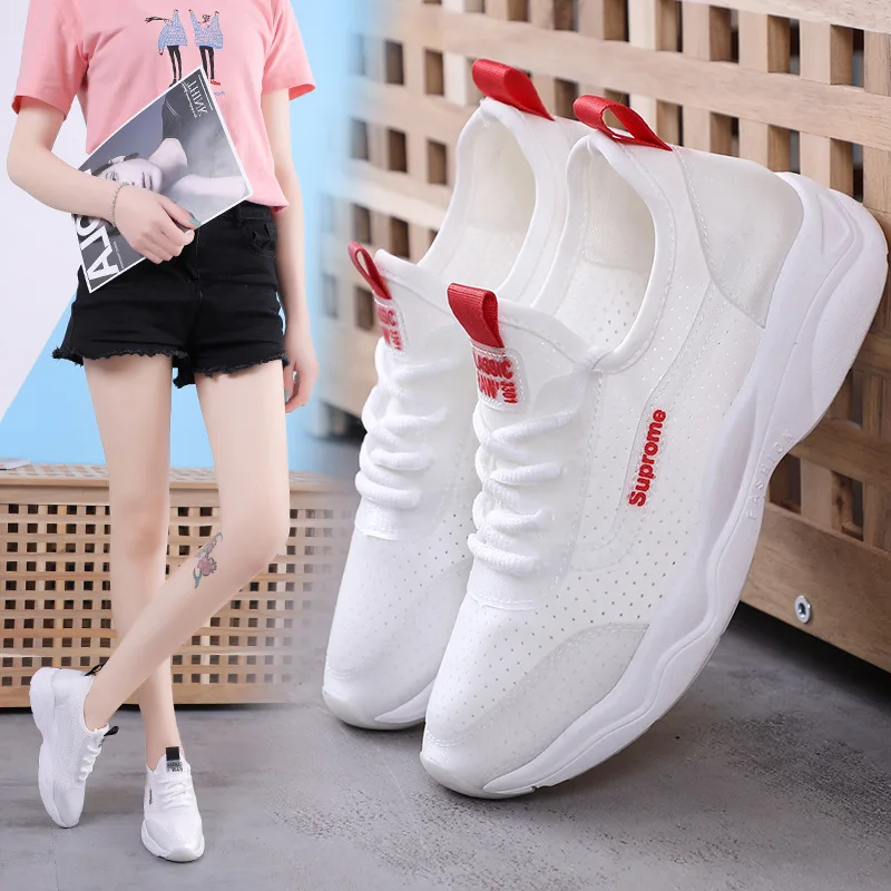 

White Shoes Women's Punched Sheet Surface Summer 2019 New Style Spring Versatile Flat Comfortable Casual Students Athletic Shoes