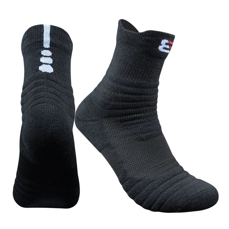 Профессиональные спортивные носки унисекс Фитнес уличный беговой Велоспорт для ракеток для бадминтона и тенниса мягкие мужские и женские носки средней длины - Цвет: B black