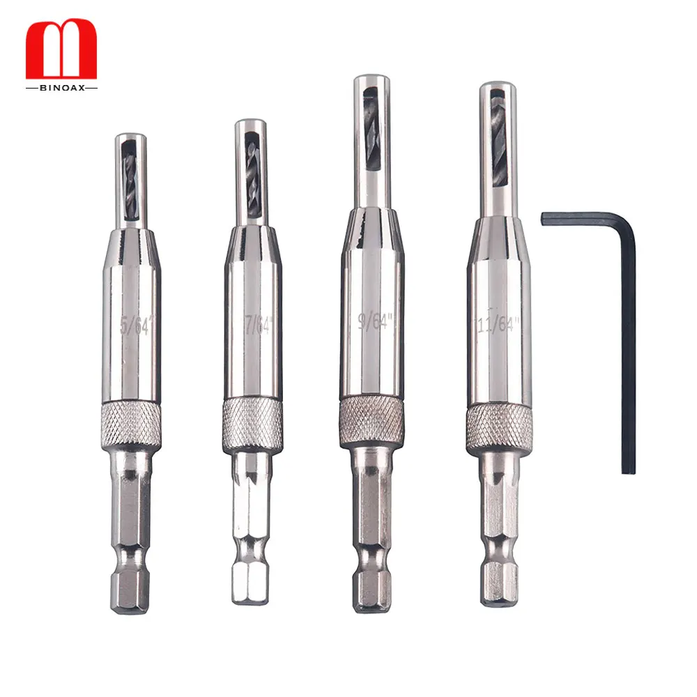 Binoax 4pcs Self Centering Hinge Drill Bits Set Door Pilot