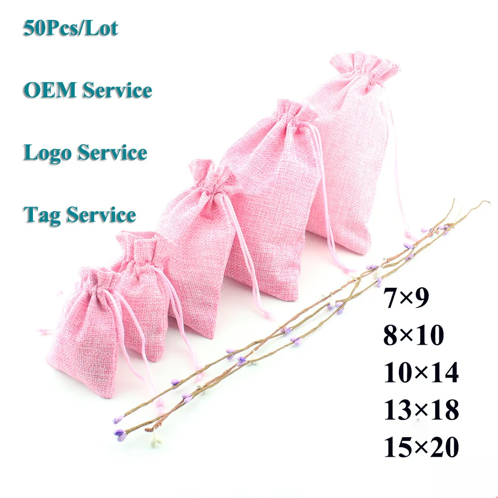 Large Size Of Drawstring Candy Cookie Pouch 50Pcs/Lot Lash Lip Gloss Make Up Tools Gift Bag Natural Burlap Can Customized Logo