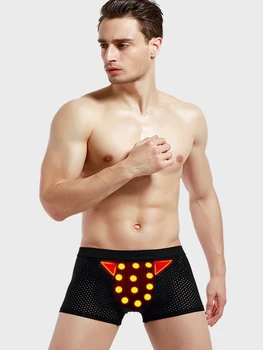 

Vicne Kicin Ice silk hollow out mesh Men's underwear 26 magnet Breathable Panties boxers health Magnetic therapy underpants