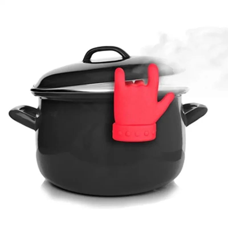 

Kitchen Silicone Finger Shaped Pot Lid Rack Home Red Pot Lid Spill-Proof Raise Spoon Organizer Gadgets