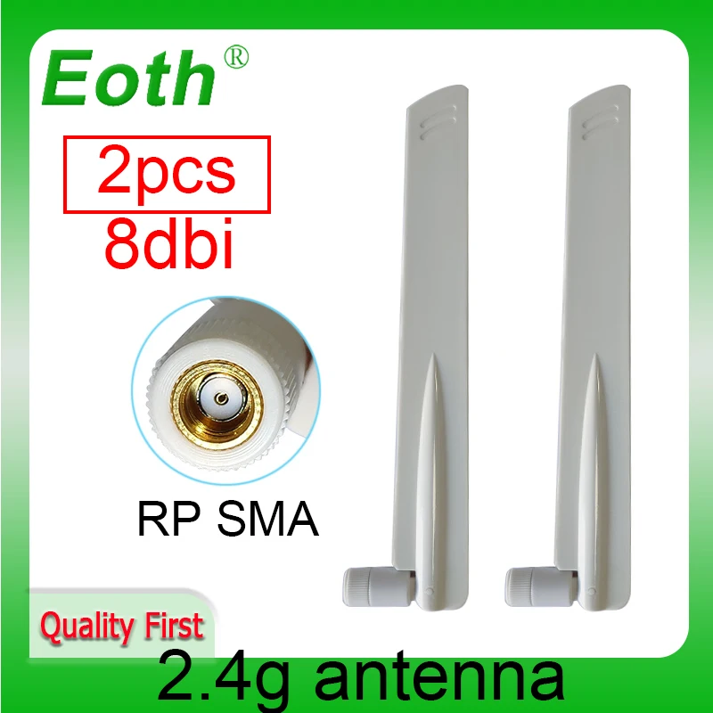 EOTH 2pcs 2.4g antenna 8dbi sma female wlan wifi 2.4ghz antene pbx iot module router tp link signal receiver antena high gain