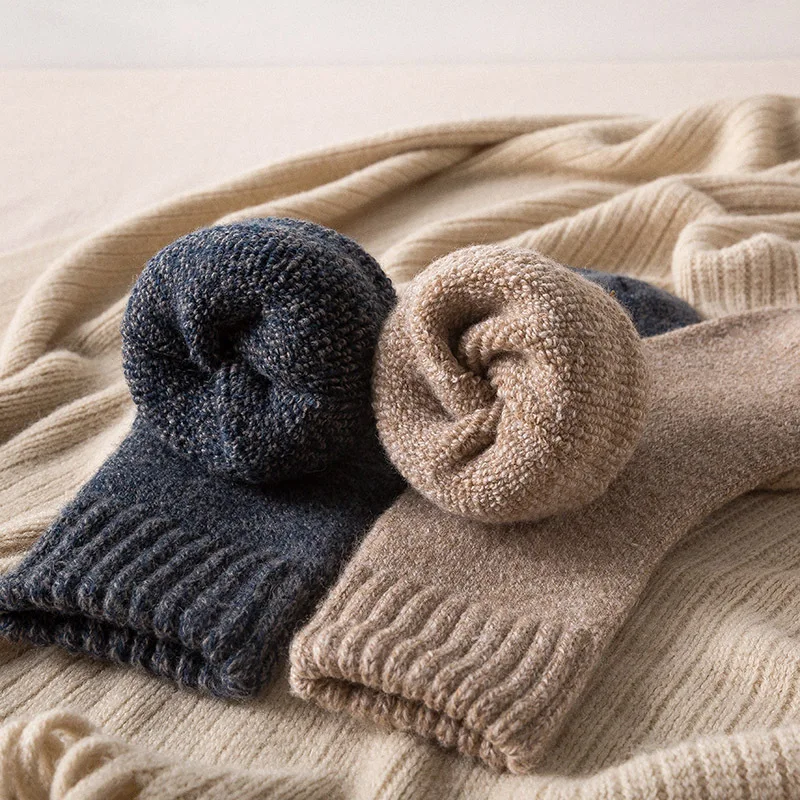 

XPAY Winter New Arrival Men Classic Super Warm Cold Resistance Wool Full Terry Cushion Dress Crew Sock Free Delivery Alternative