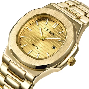 

Luxury Golden Men Wrist Watches Military Stainless Steel Casual Dress Watch Male Quartz Clock Man Date Business Watch
