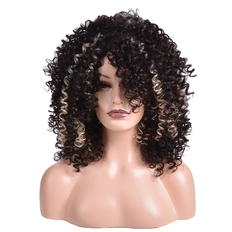 MSIWIGS короткий афро кудрявый парик натуральный черный смешанный блонд 14 дюймов высокая температура волос
