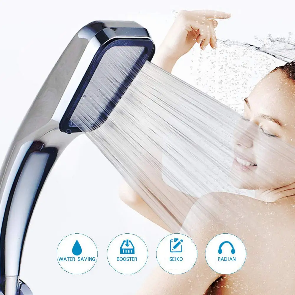 300 Holes High Pressure Rainfall Shower Head Set Hose Bracket Water Saving Chrome Sprayer Nozzle - Image 3