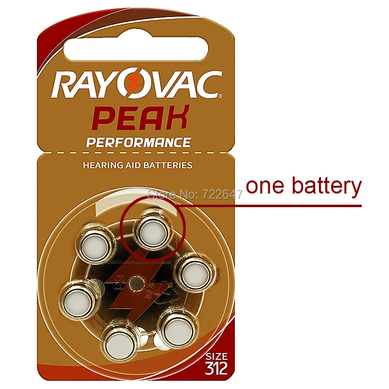 60 шт Rayovac пиковые батареи слухового аппарата 312 a312 p312 pr41 UK цинковая воздушная батарея 1,45 V для RIC приемник в канале слуховые аппараты