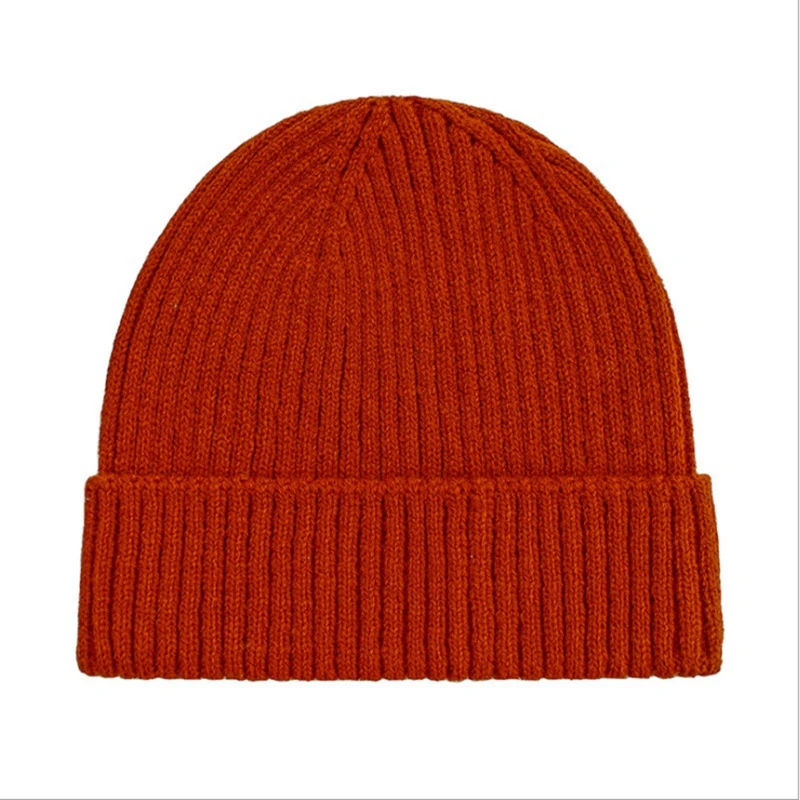 Knitting Vertical Stripes Unisex Beanie Hat Simple Casual Tide Crimping Dome Autumn Winter Hat Adult Cap designer skully hat