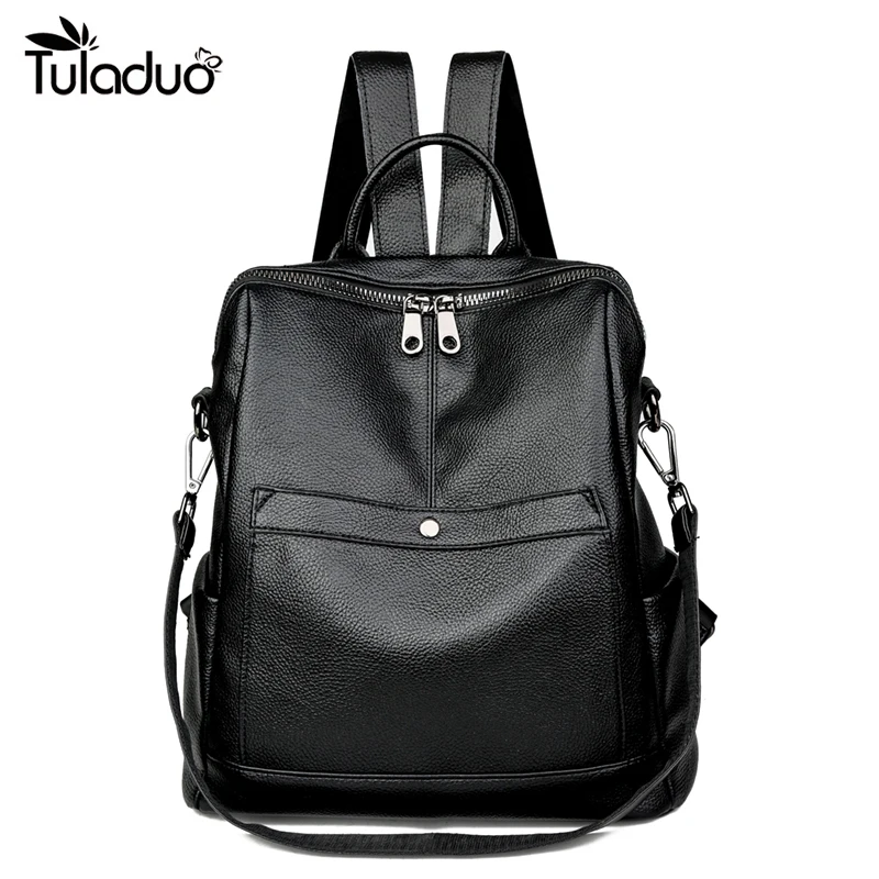 

Fashion New Women Backpack Lady 100% Genuine Leather Backpack Simple Female School Rucksack College Shoulder Satchel Travel Bag