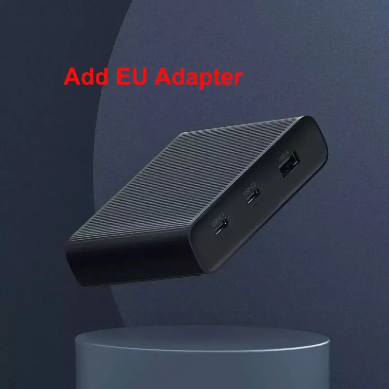 Add EU Adapter Оригинальное настольное зарядное устройство Xiaomi ZMI 65 Вт 3 порта PD3.0 USB 2C1A для Android iOS переключатель PD 3,0 QC умный Выход Max Solo c1-65w c2-1 - Цвет: Add EU Adapter