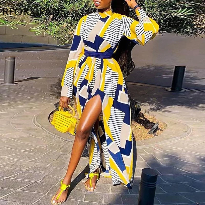 

Colorblock Insert Slit Design Maxi Dress