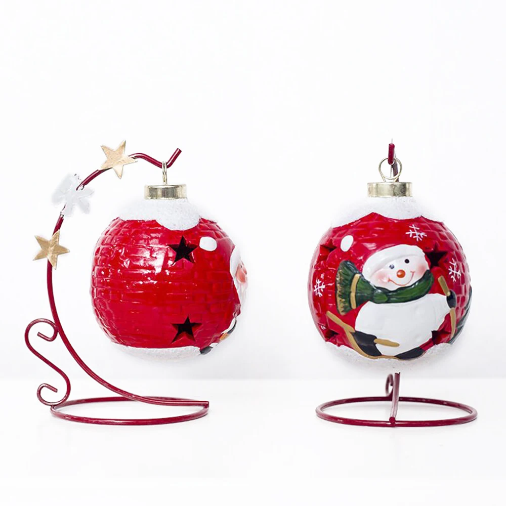 

Christmas Light Christmas Ball with Iron Frame Ceramics Christmas Luminous Lantern Hotel Party Decor Bar Santa Claus Creative