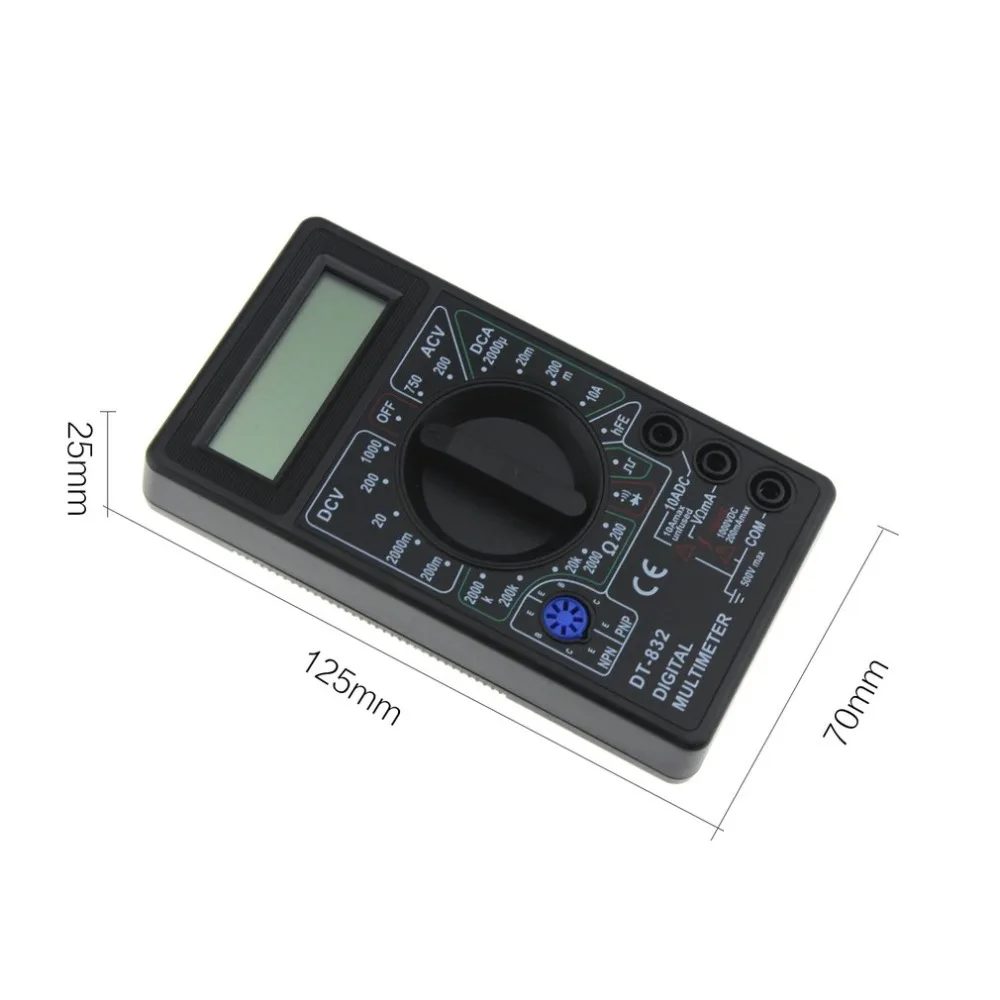DT-832 мини карманный цифровой мультиметр 1999 отсчетов AC/DC Вольт Ампер мультиметр hFE тестер непрерывности Амперметр Вольтметр Омметр