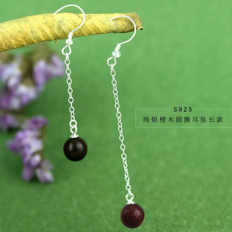 

pure silver classic fashion high and low Earrings temperament personalized Earrings sandalwood accessories wholesale