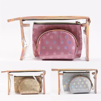

3pcs/set Waterproof Transparent PVC Cosmetic Bag Make Up Case Travel Zipper Makeup Beauty Organizer MMultifunctional Storage Bag